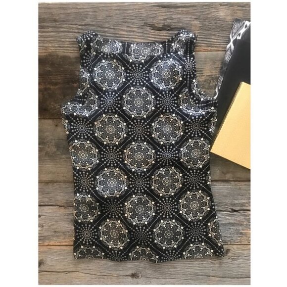 Tory Burch Margaret Silk Blouse Black Mask Size 10 - Picture 3 of 6